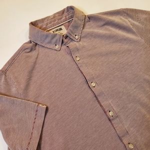 Linksoul Ribbed Knit‎ Short Sleeve Button Down Golf Shirt Men's Size M Burgundy